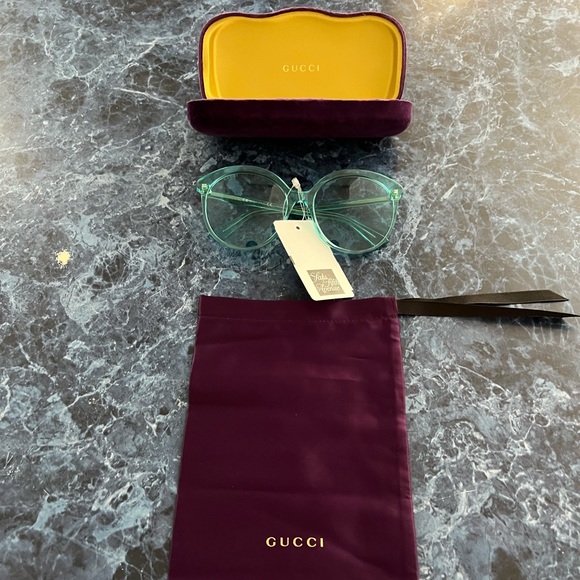 Gucci Accessories - Gucci Women's Sunglasses GG0257S 003 Light Blue Blue Lens Round 59mm